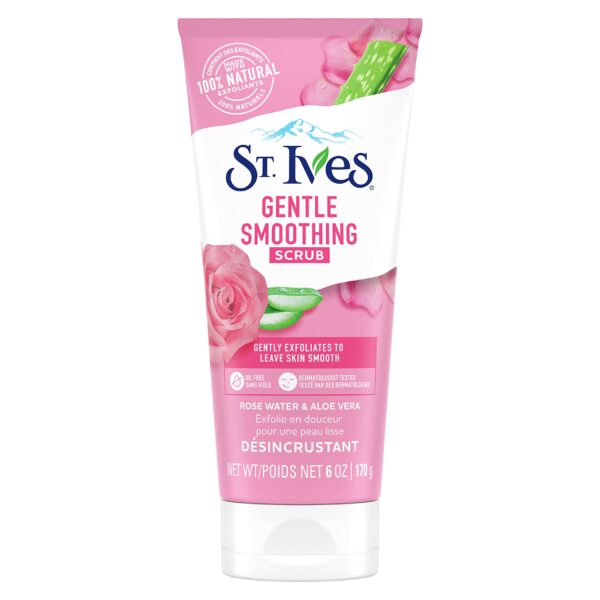 اسکراب روشن کننده گل رز و آلوئه ورا سنت ایوز حجم 170 گرم  St. Ives Gentle Smoothing Rose Water & Aloe Vera Scrub
